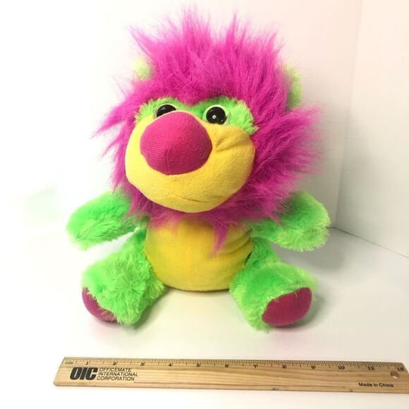 Kelly toy lion plush stuffed animal lime green neon pink mane 10 Inch wild - Picture 10 of 11
